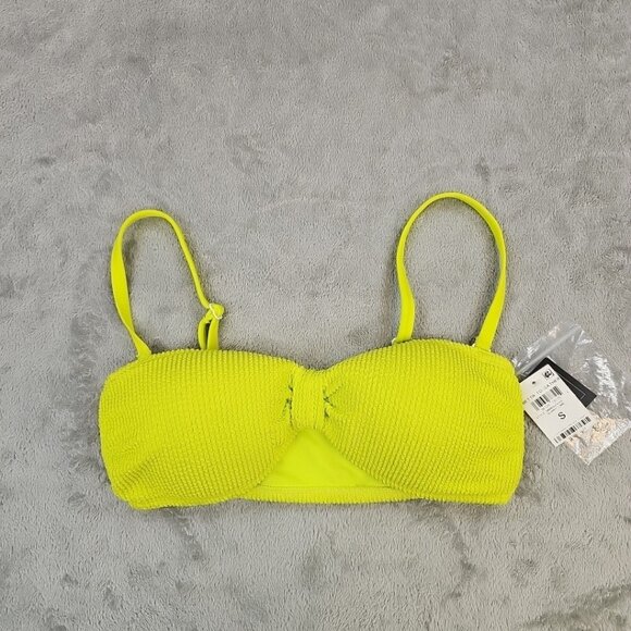 Bar III Convertible Bandeau Bikini Top Womens Size S Sunny Lime Removeable Strap - Picture 4 of 7